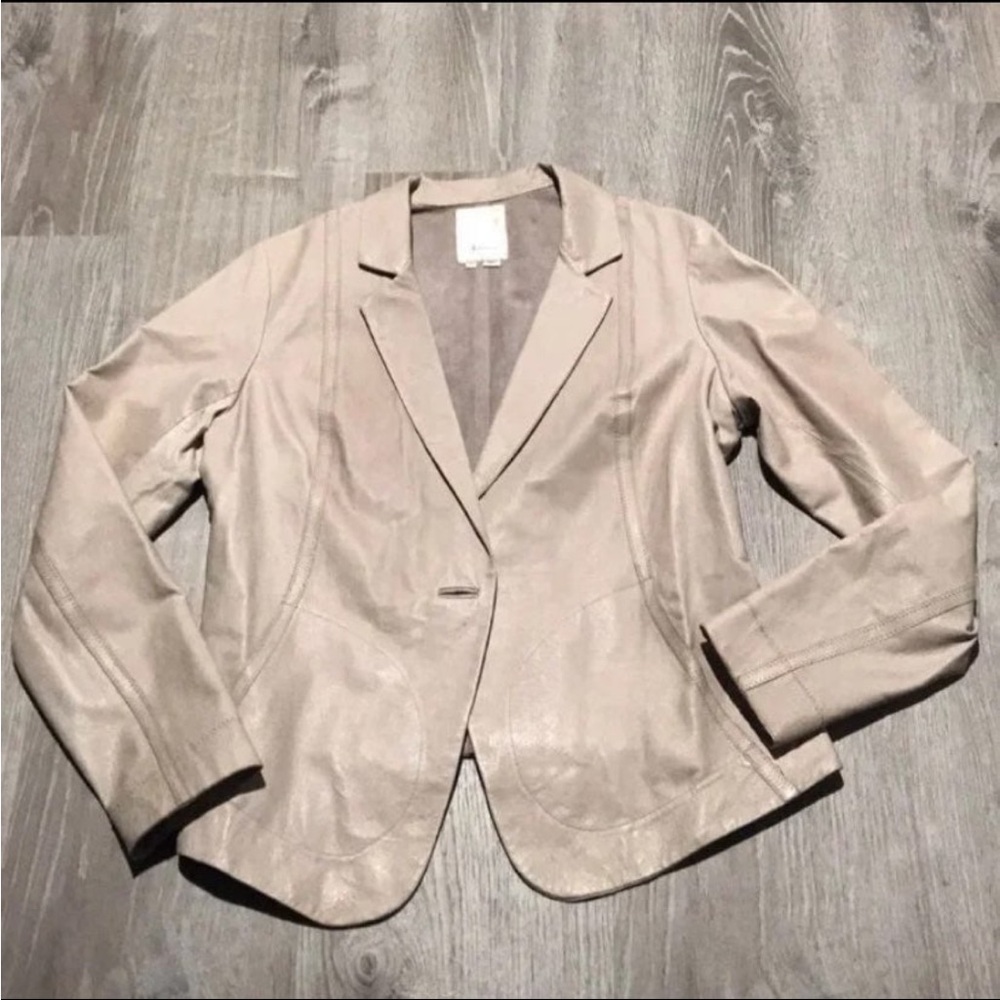Anthropologie Elevenses Leather Jacket Blazer